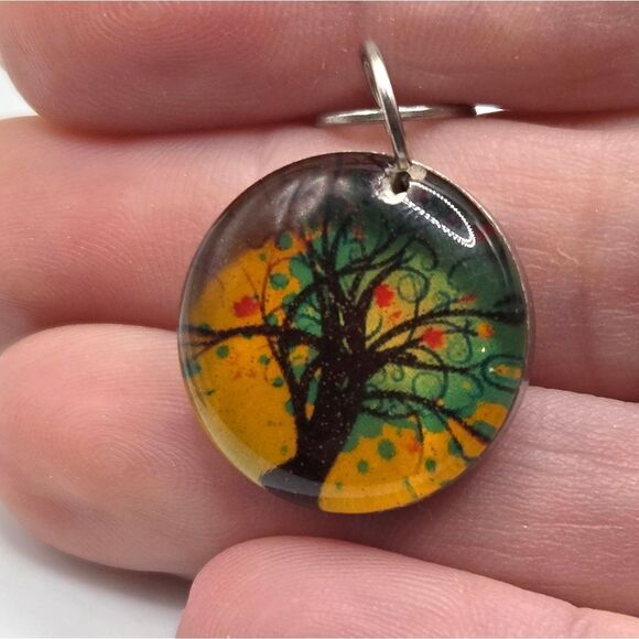 "5/$25" Mismatched Art Tree Circle Dangle Earrings - Picture 4 of 8